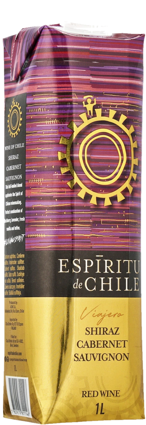 Espiritu de Chile Viajero Shiraz Cabernet 2025 kartonkitölkki