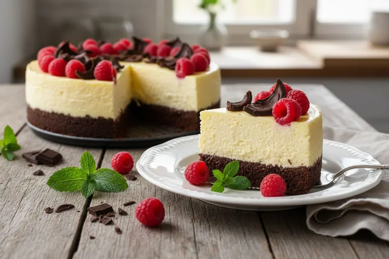Juustokakku browniepohjalla