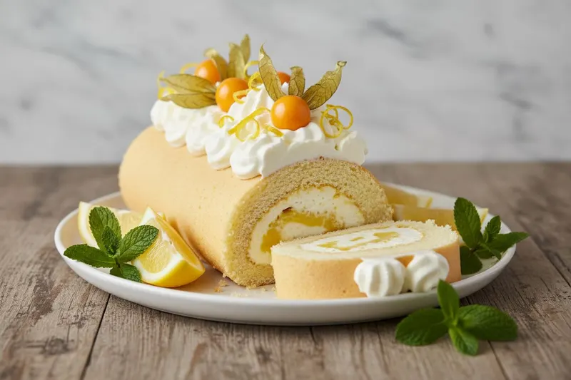 Sitruunainen kääretorttu mascarponetäytteellä